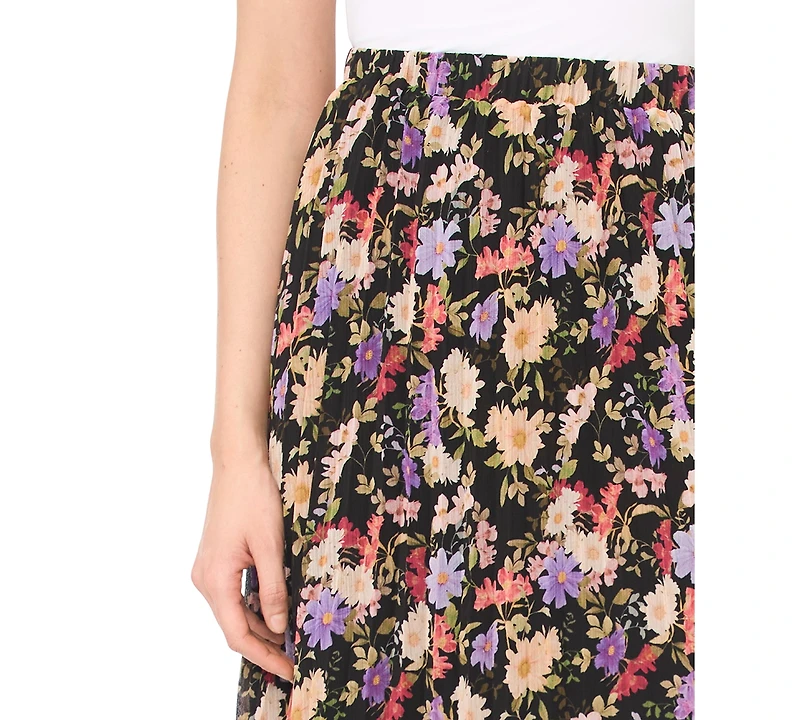 CeCe Women's Sunburst Pleat Detail Midi Skirt