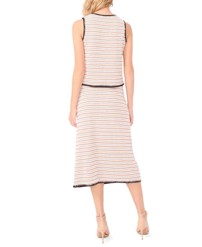 CeCe Women's Crochet Detail Sleeveless Crew Neck Vest Top