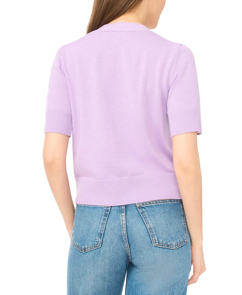 CeCe Women's V-Neck Short-Sleeve Cardigan