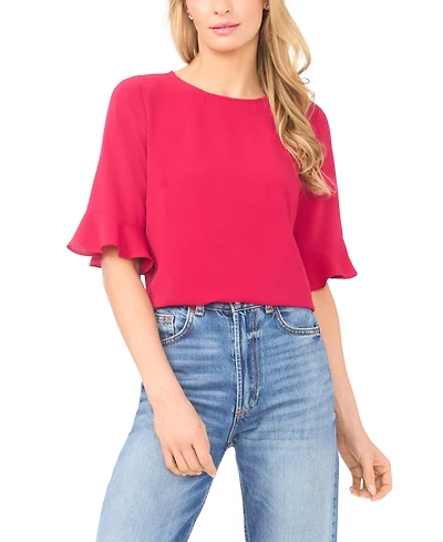 CeCe Women's Ruffled-Cuff 3/4-Sleeve Crew Neck Top