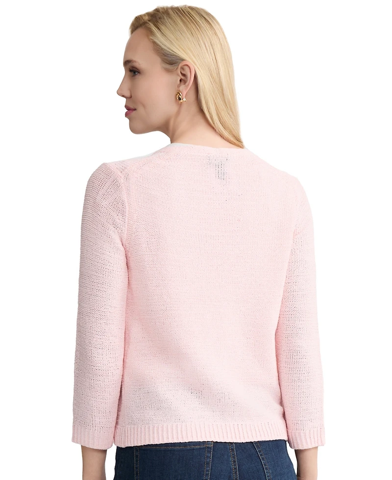 Jones New York Women's Tie-Front 3/4-Length Sleeve Cardigan