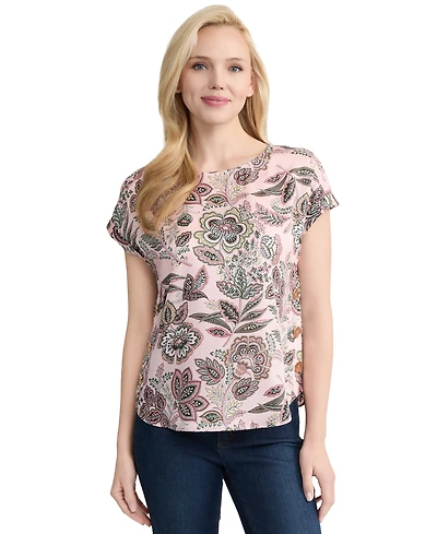 Jones New York Women's Printed Short-Sleeve Blouse