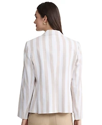 Jones New York Women's Faux Double Breasted Stripe Linen Jacket