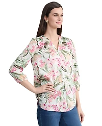 Jones New York Women's Tie-Sleeve Printed Tunic