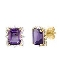 Macy's Onyx (2-3/4 ct. t.w.) and Diamond ( 1/6 Stud Earrings 14k Yellow Gold (also available Blue Topaz Amethyst)