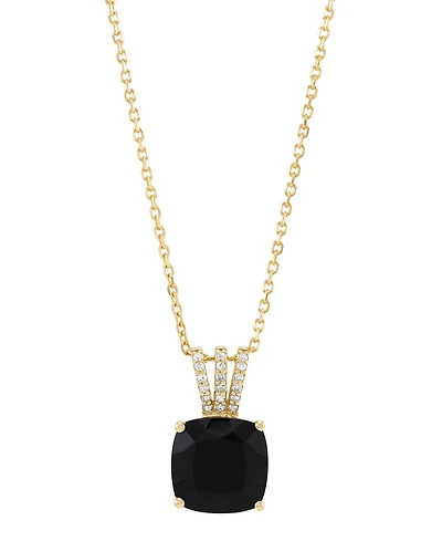 Macy's Onyx (2-5/8 ct. t.w.) and Diamond Accent Necklace in 10k Yellow Gold