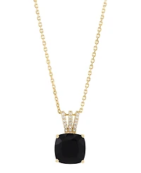 Macy's Onyx (2-5/8 ct. t.w.) and Diamond Accent Necklace in 10k Yellow Gold