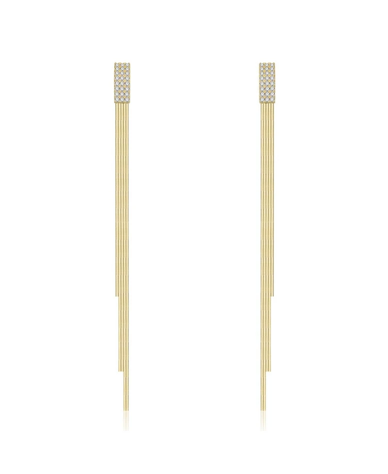 Rachel Glauber Brilliant 14K Gold Plated Cz Linear Drop Earrings