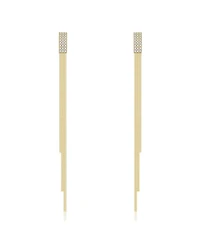 Rachel Glauber Brilliant 14K Gold Plated Cz Linear Drop Earrings