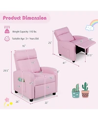 Ergonomic Pu Leather Kids Recliner Lounge Sofa for Kids