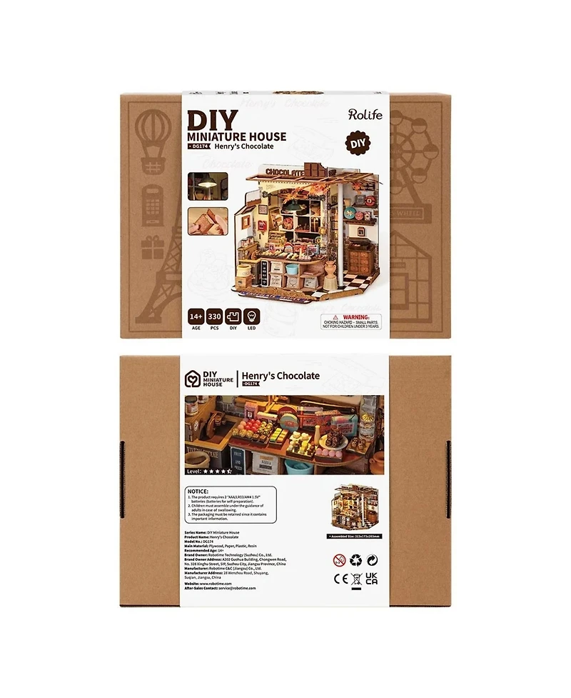 Robotime 3D Puzzles Chocolate Diy Miniature House Craft Kit Wooden Puzzle Chocolate Shop Set for Adult Kids Gifts