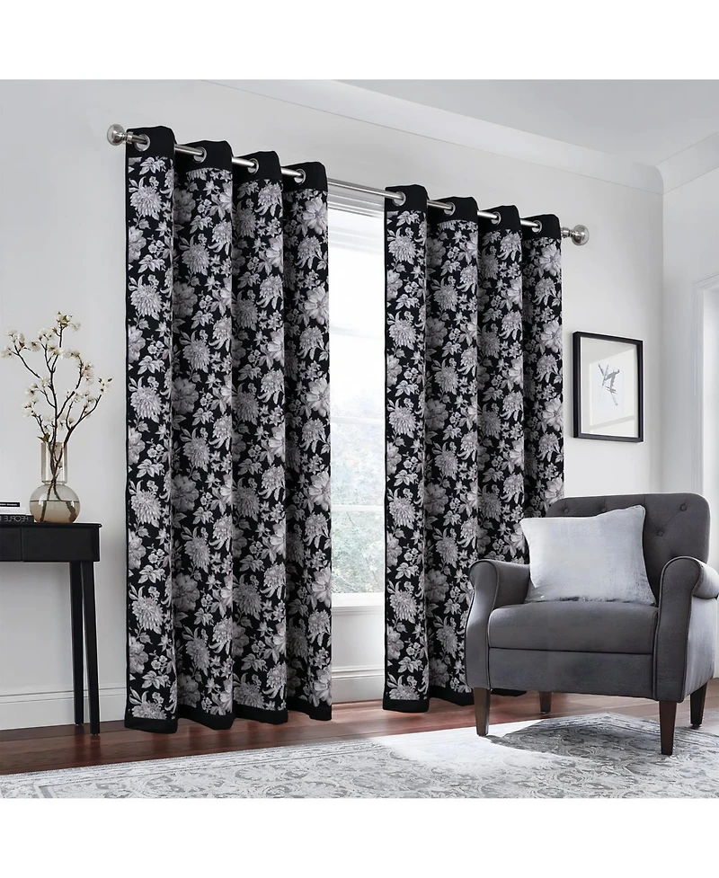 Olivia Gray 100% Polyester 190 Gsm Eloise Reversible Blackout Grommet Curtain Panel