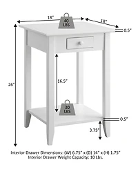 Convenience Concepts 18" Wood Heritage 1 Drawer End Table