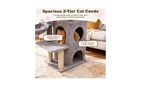 Aostirmotor Stable Cat Tree with 2-Tier Cat Condo, 33.5-Inch Multi-Level Tower with Scratching Post