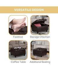 Convenience Concepts 28" Plywood Square Ottoman Coffee Table