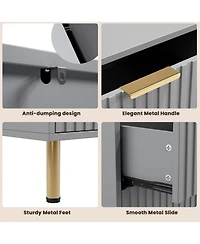 gaomon Drawer Dresser for Bedroom, Fluted Dresser with Large Drawers and Sturdy Gold Legs Support