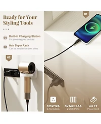 Vanity Desk with Lighted Mirror and Power Outlets, Makeup Dressing Table