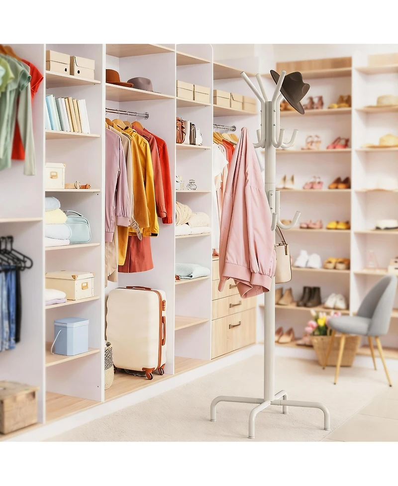Yigii 12-Hook Space-Saving Coat Rack with Stable Base and Easy Assembly