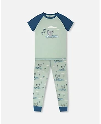 Deux par Baby Boys Cotton Two-Piece Pyjama Set Crocodile Print