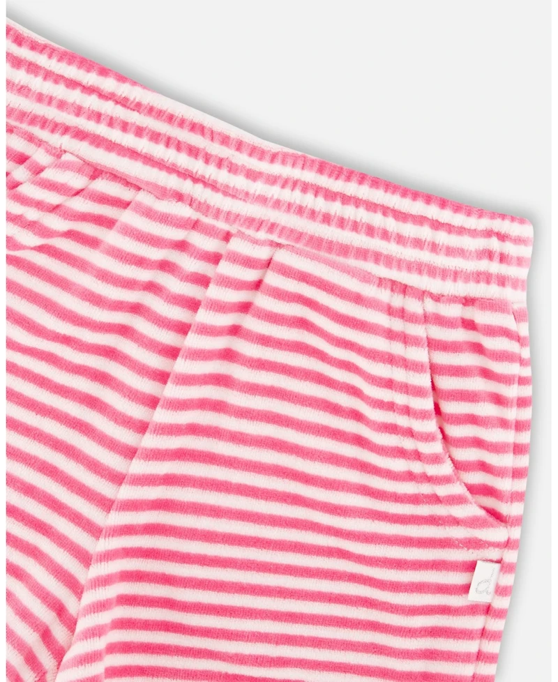 Deux par Deux Toddler Girls Striped Terry Cloth Top and Short Set