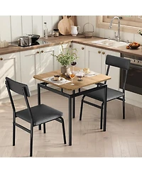 Gaomon 3-Piece Dining Table Set for 2, Small Kitchen Table and 2 Pu Upholstered Chairs, Space-Saving Metal Frame Dinette, for Apartment, Dining Room