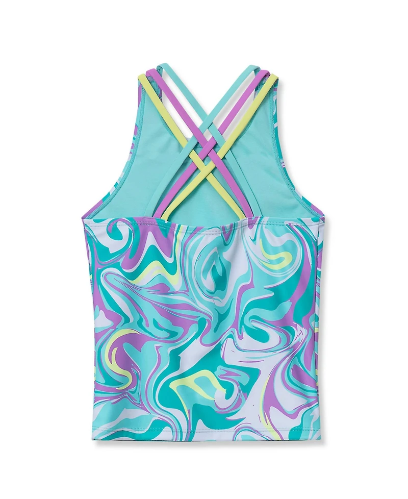 Lands' End Girls Chlorine Resistant Strappy X-Back Tankini Top
