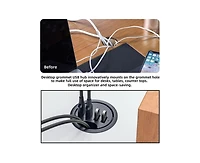 Risokeys 5 in 1 Flush Mount Desktop Usb 3.0 Hub with 5Gbps Data Transfer and Sd/Tf Card Reader