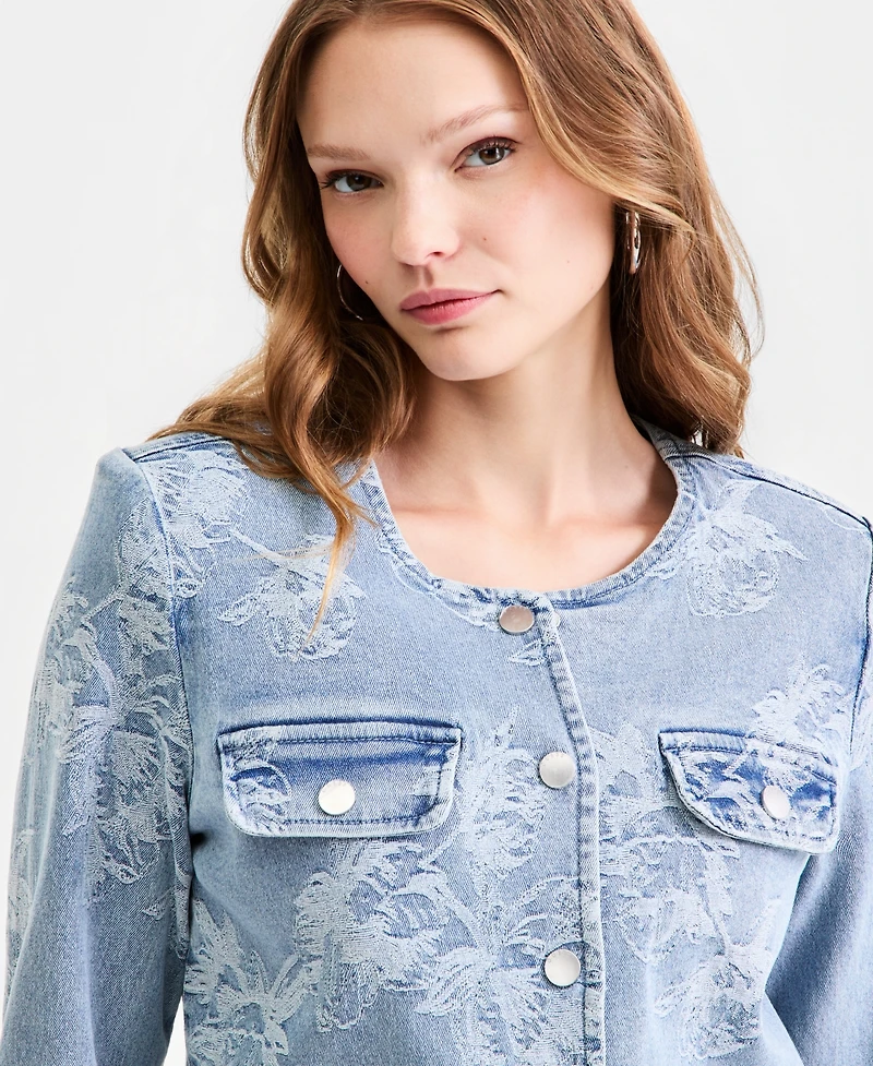 Guess Women's Addison Long-Sleeve Printed Denim Jacket