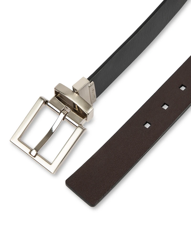 Calvin Klein Men's Reversible Rectangular Buckle Leather Belt
