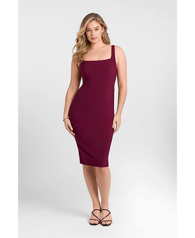 S3 Apparel Women's Sculpting Shapewear Square Neck Tank Midi Dress
