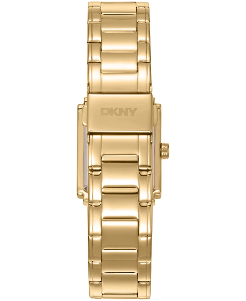 Dkny Women's Crystal Dial Crystal Accented Dial Gold-Tone Stainless Steel Bracelet Watch, 23 x 30mm