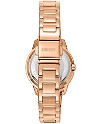 Dkny Women's Rose Gold Dial Crystal Bezel Red-Gold Tone Stainless Steel Bracelet Watch, 30mm