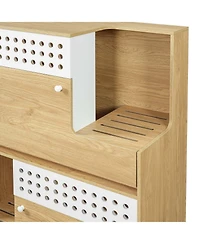 Aostirmotor Modern 2-in-1 Cat Furniture Set: Litter Box Enclosure & Cat House Side Table with Storage