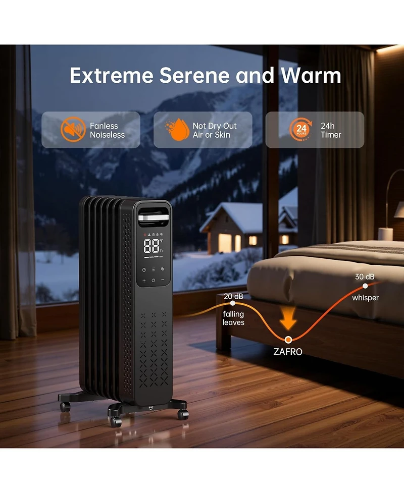 Cowsar 1500W Oil Filled Radiator Heater with Digital Thermostat & Timer