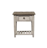 Liberty Furniture Heartland Drawer End Table in Antique White w/ Tobacco Top