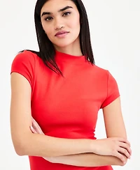 Bar Iii Women's Cap-Sleeve Mock-Neck Midi Dress, Exclusively at Macy's