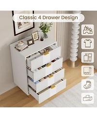 gaomon 4 Drawer 36.85" Tall Fluted Engineered Wood Chest of Drawers with Metal Handle
