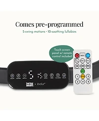 Evolur Baby Comfort Cocoon Smart Swing 0–24 Months with 5 Speeds, Remote & Tuya Control, Dual-Climate Seat Pad & 3 Point Harness