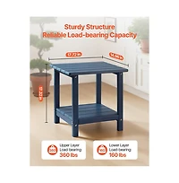 Slickblue 2-Tier Outdoor Side Table in Black Hdpe for Backyard or Indoor Use