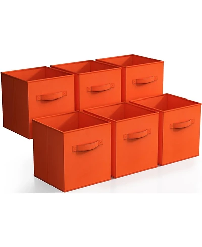 Sorbus 6 Pack 11 Inch Foldable Storage Cubes with Handles- for Organizing Home, Shelves, Nursery, Playroom, Closet and More