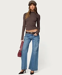 Edikted Women's Binta Mock Neck Long Sleeve Top