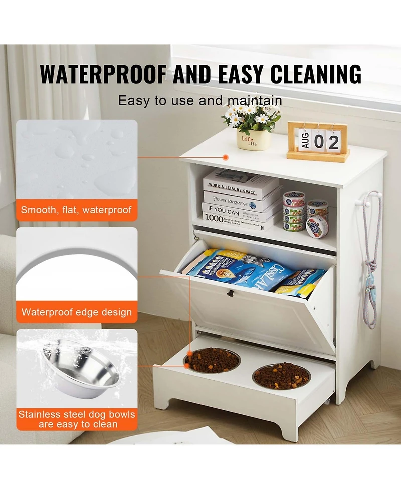Aostirmotor All-in-One Pet Feeding Station: Elevated Dog Bowls & Storage Cabinet for Food and Toys