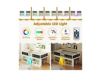 Slickblue Kids Low Loft Bed with Bookcases and Led Cabin Design