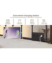 gaomon Twin Daybed with Trundle, Metal Sofa Bed Frame with Charging Station & Led Lights, Pull-Out Trundle for Bedroom, Guest Room, Small Spaces
