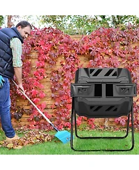 Costway Tumbling Composter 40 Gallon Garden Rotating Compost Bin w/Dual Chamber