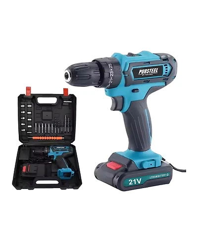 Pursonic 21V Rechargeable Cordless Drill 24 Piece Set – Compact Power for Home & Diy Projects