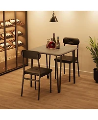 gaomon Small Dining Table Set for 2, Kitchen and Chairs of 3Pcs Room with 2 Upholstered