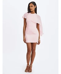 Miss Circle Women's Umeko Tulip Pink Asymmetrical Cape Mini Dress