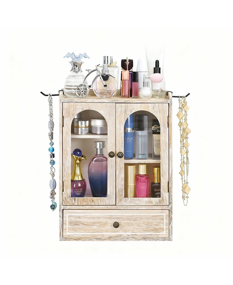 Yigii Wooden Storage Cabinet with Adjustable Shelves, Hooks, Drawer for Bathroom Vanity