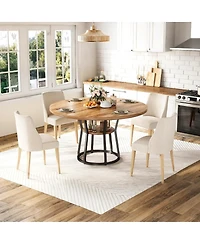 gaomon 47 in" Round Dining Table for 4, Farmhouse Room Circle Dinner Table,Space Saving Wood Kitchen & Furniture
